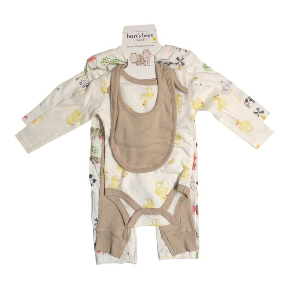 Burt's Bees Baby Toddler Boy Organic Cotton 4-Piece Layette Playwear Set - Farm